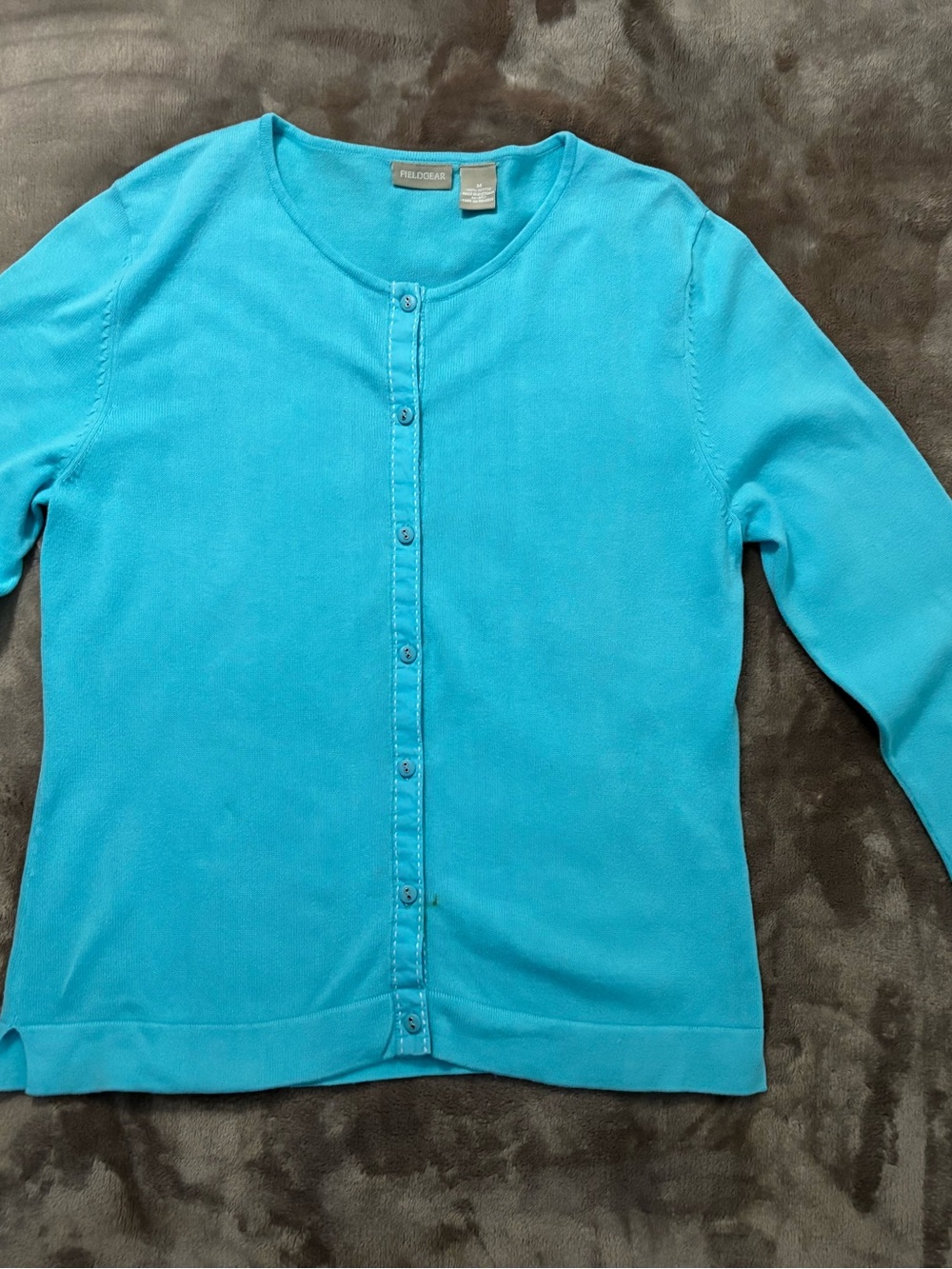 Fieldgear Cardigan Women's Size M Teal Button-Front Sweater
